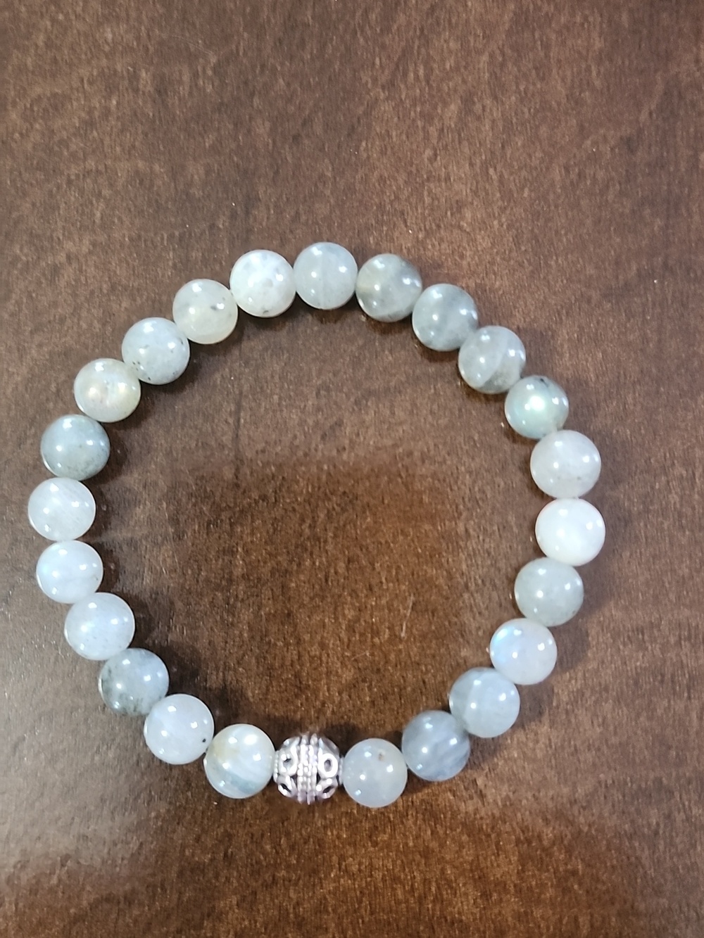 Handmade Gray Moonstone Beaded Bracelet